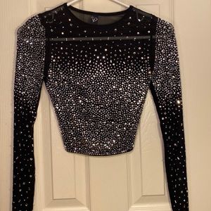 WINDSOR Top- black & silver stones Size Xs (0Petite)